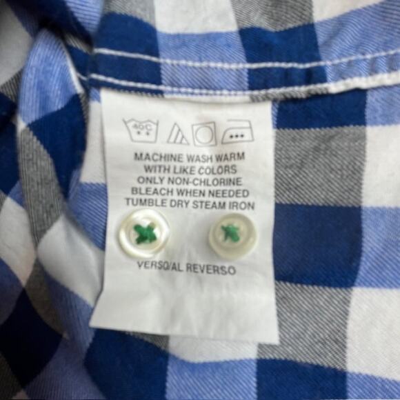 Tommy Hilfiger Sz 17/34-35 Slim Fit Long Sleeve Blue Checked Dress Shirt - Picture 7 of 10